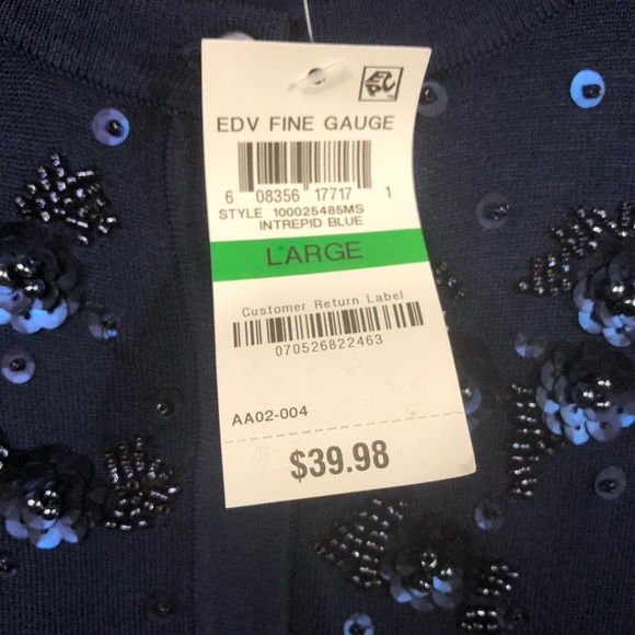 Charter Club Sequin Navy Cardigan - Picture 5 of 5